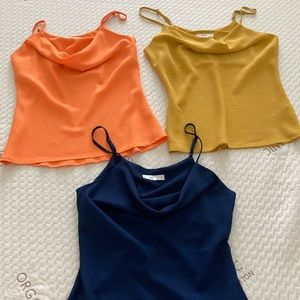 SET of three spaghetti strap drape neck tops